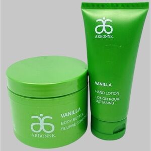 Arbonne Vanilla 4 Oz Body Butter + 2 Oz Hand Lotion NEW never Opened